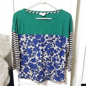 Boden Hotchpotch Stripe Floral Colorblock Tee